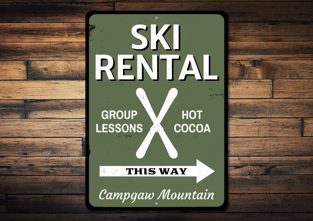 Ski Rental This Way Sign