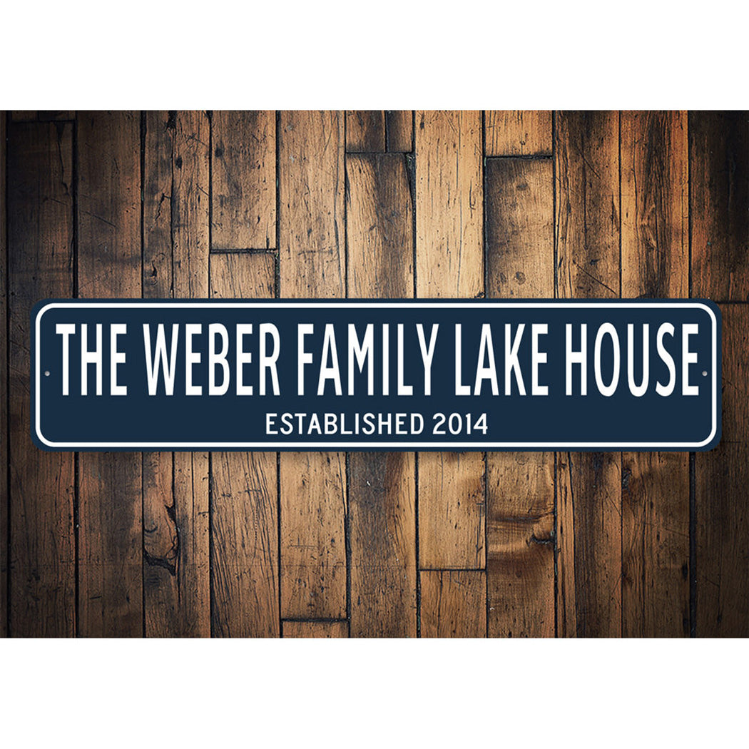 Family Lake House Established Year Sign