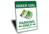 Hiker Girl Parking Sign