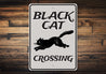Black Cat Crossing Sign