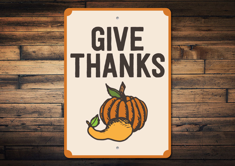 Give Thanks Pumpkin Sign