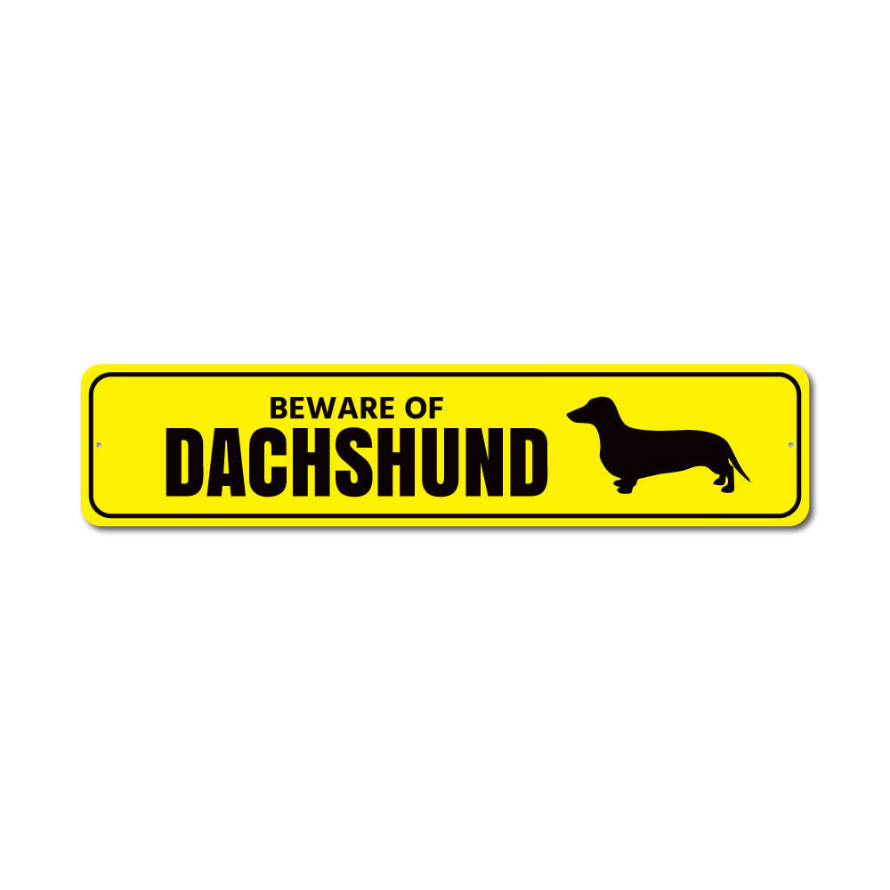 Dachshund Danger Sign Aluminum Sign