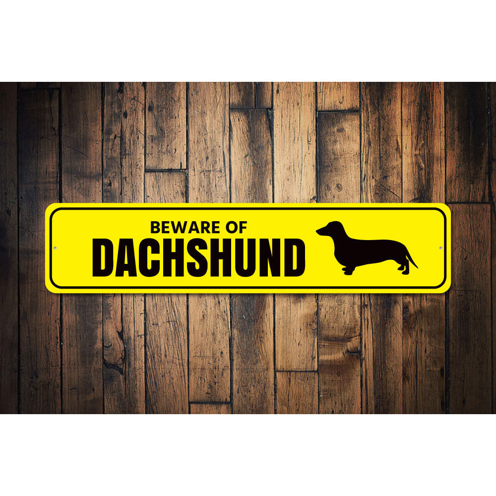 Dachshund Danger Sign Aluminum Sign