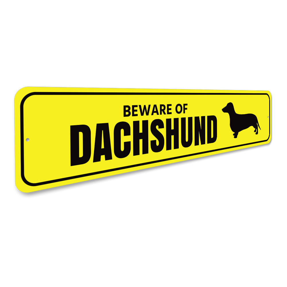 Dachshund Danger Sign Aluminum Sign