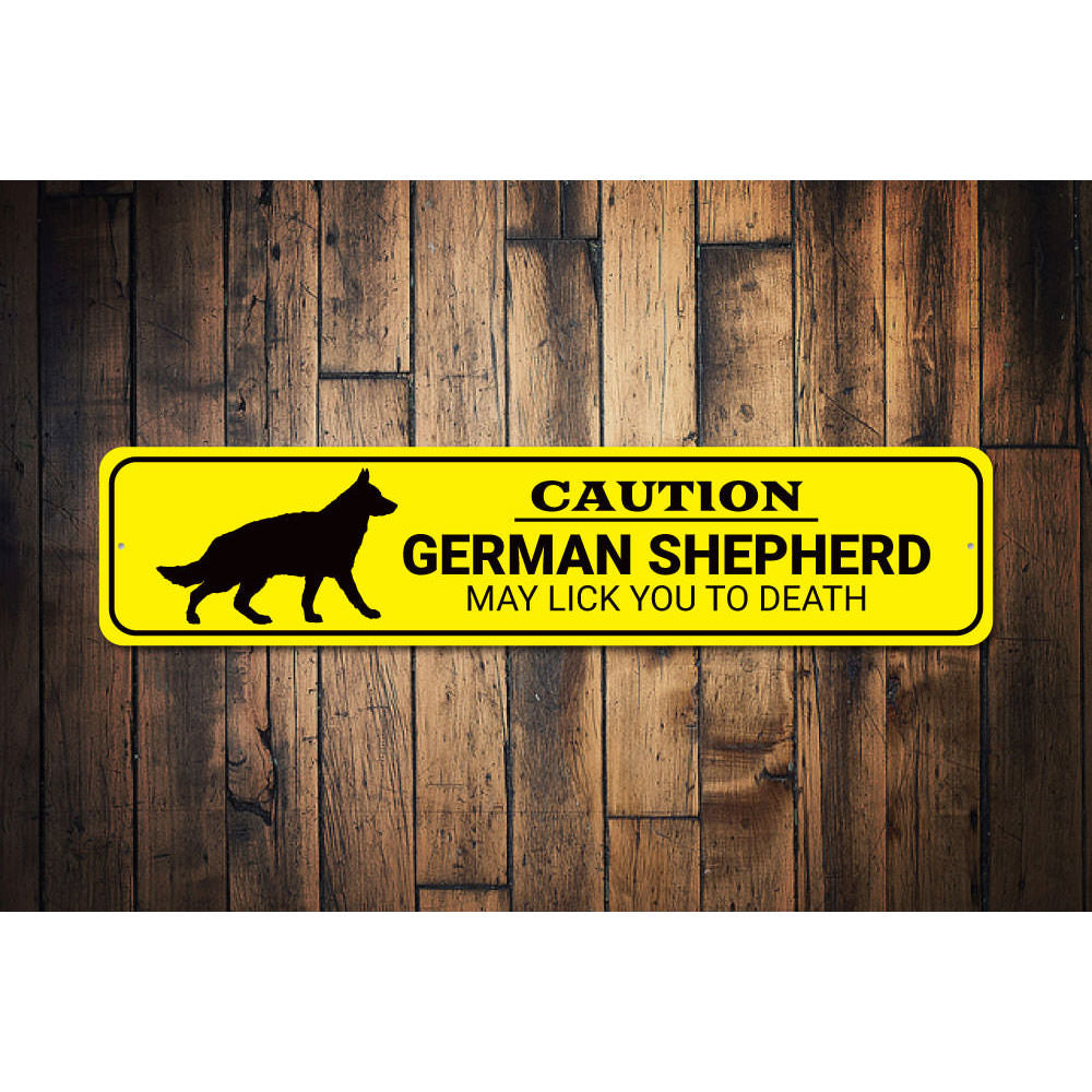 Caution German Shepherd Sign Aluminum Sign