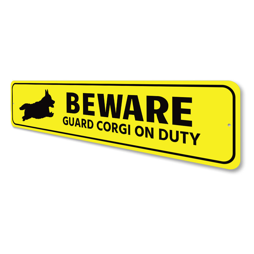 Beware Corgi Sign Aluminum Sign
