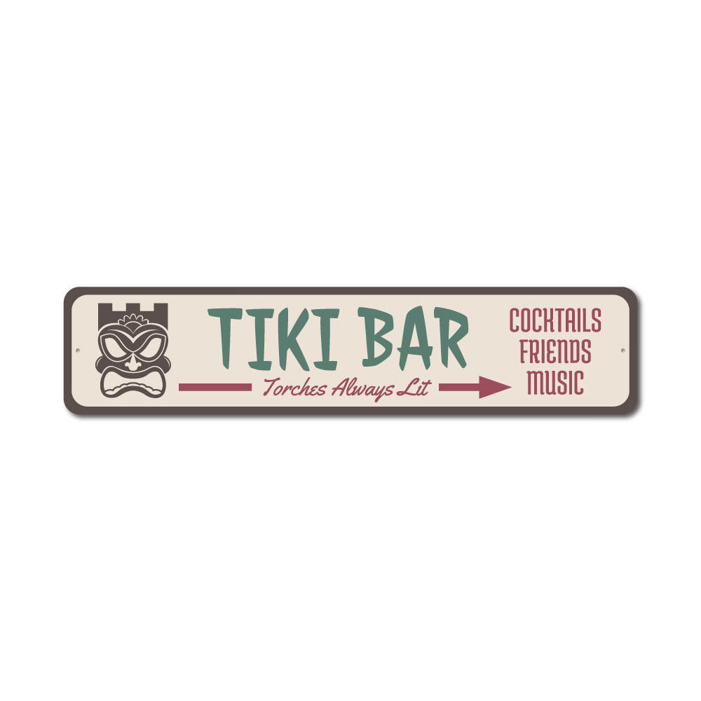 Tiki Mask Arrow Sign Aluminum Sign