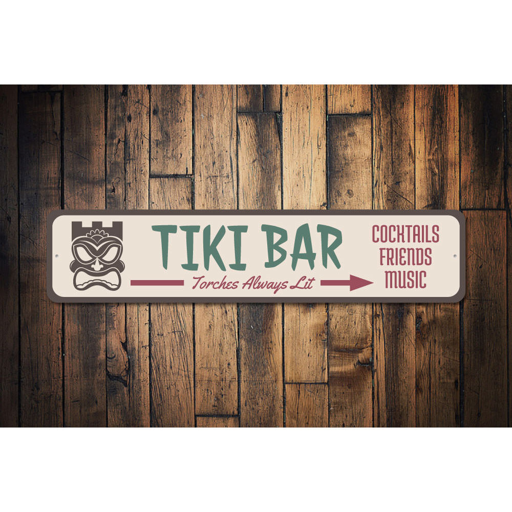 Tiki Mask Arrow Sign Aluminum Sign