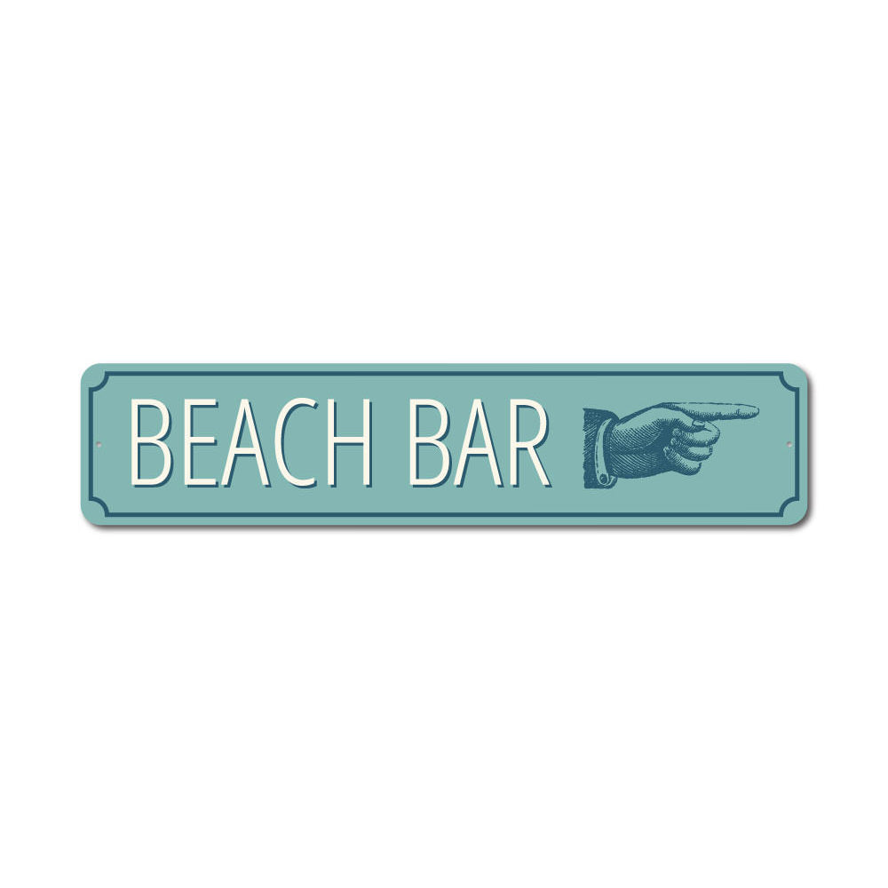 Beach Bar Pointing Hand Sign Aluminum Sign