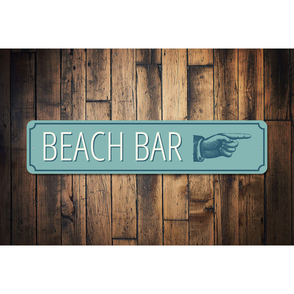Beach Bar Pointing Hand Sign Aluminum Sign