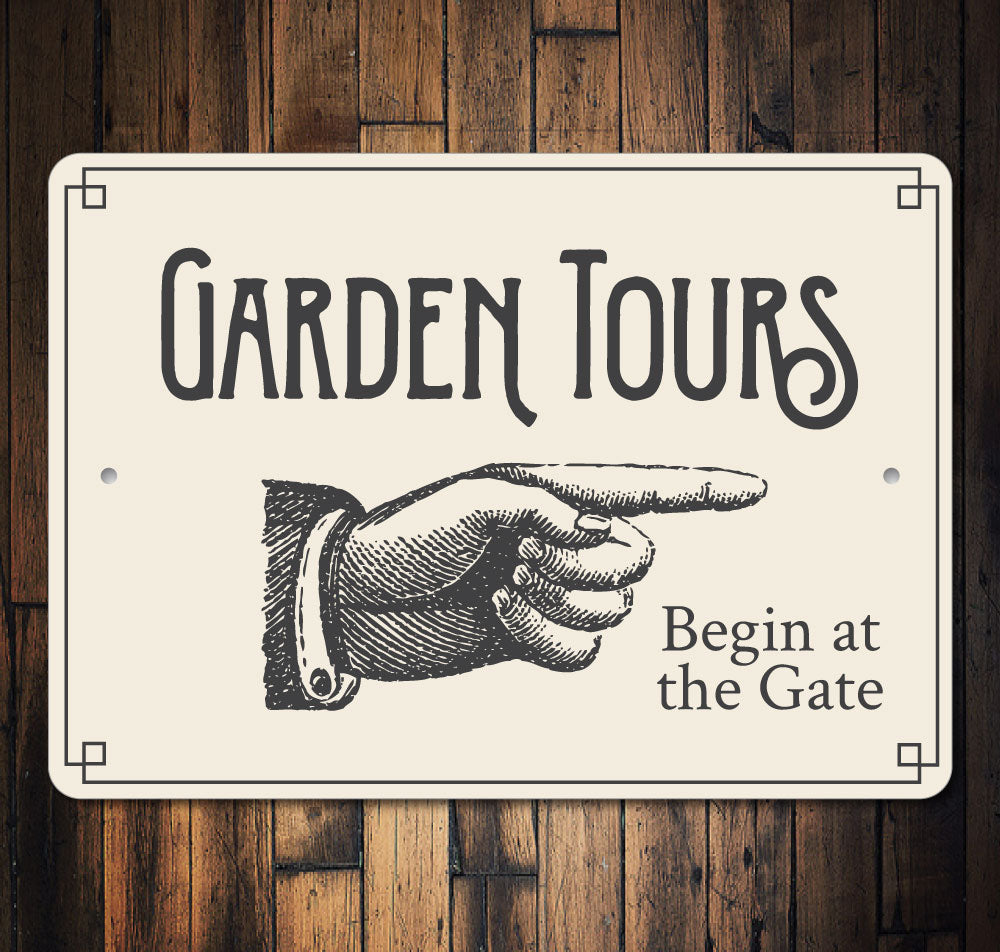 Garden Tours Directional Sign Aluminum Sign