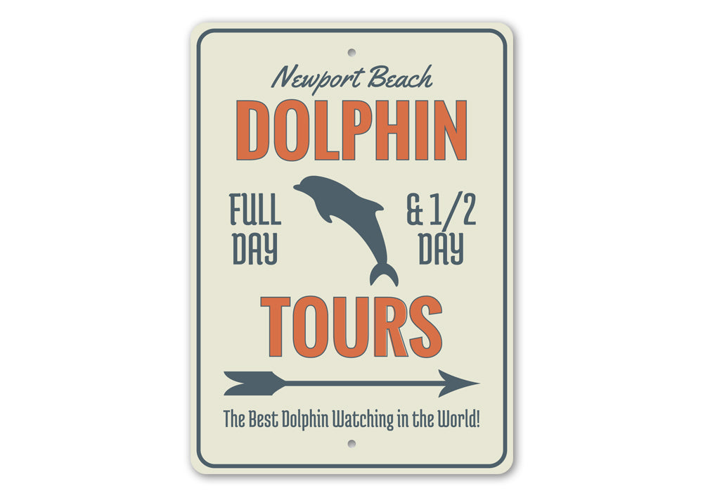 Dolphin Tours Arrow Sign Aluminum Sign
