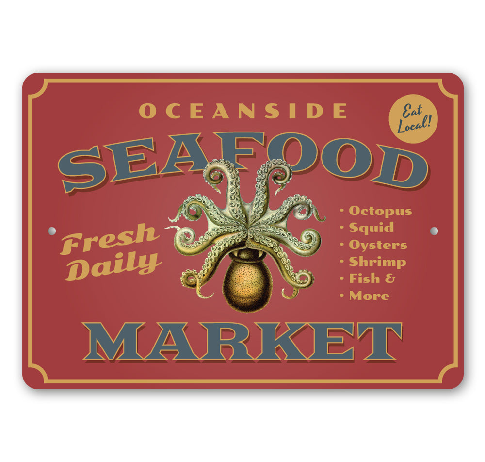 Oceanside Seafood Market Sign Aluminum Sign