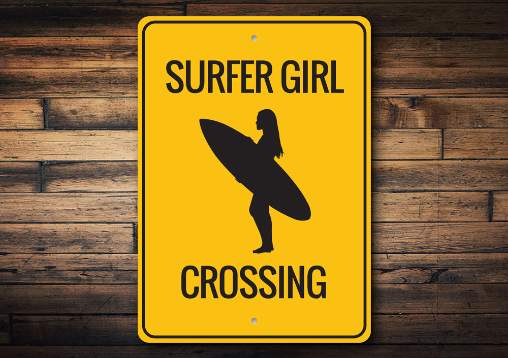 Surfer Girl Crossing Sign