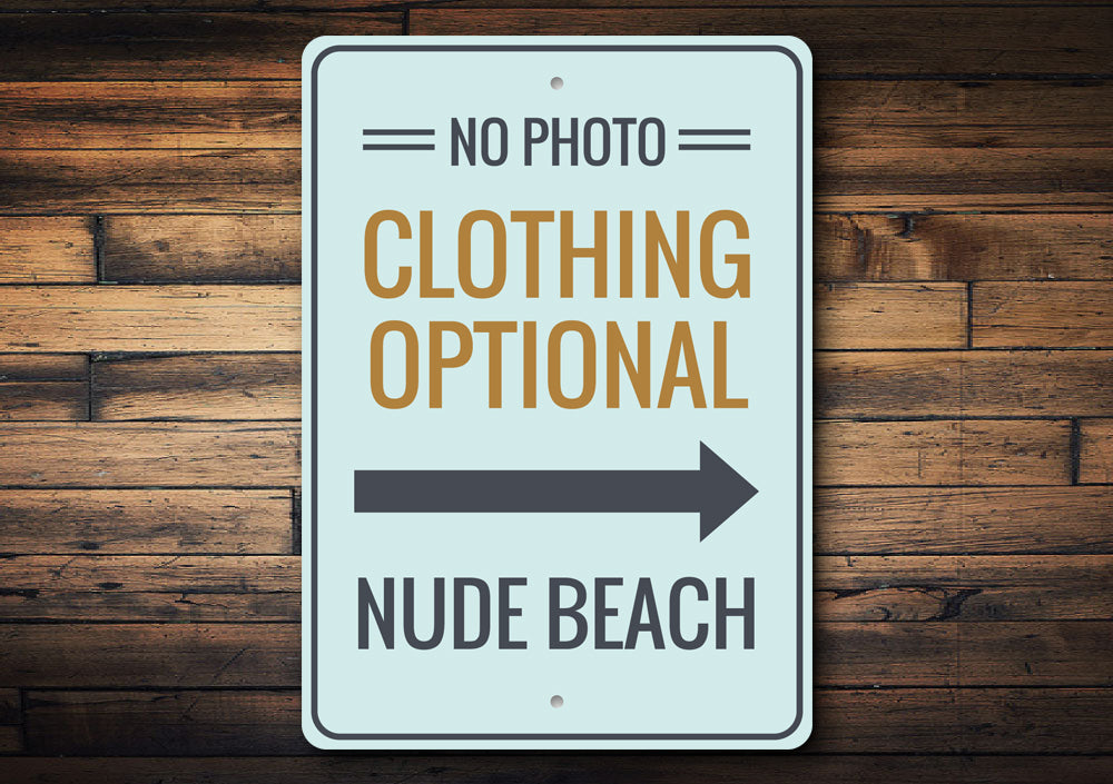 Clothing Optional Nude Beach Sign Aluminum Sign