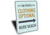 Clothing Optional Nude Beach Sign Aluminum Sign