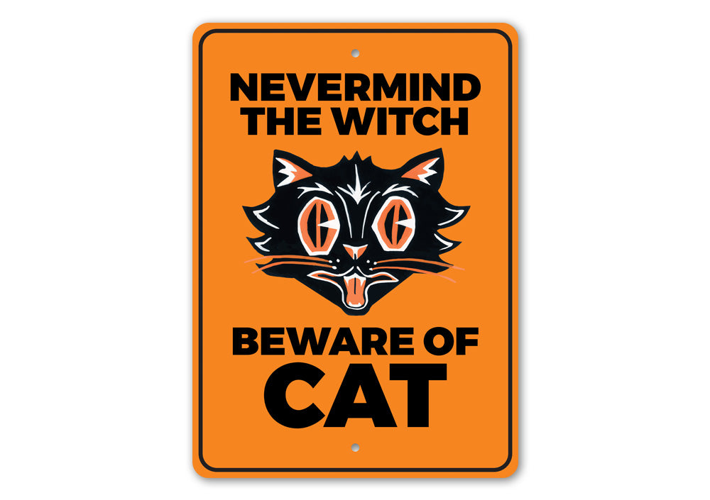 Beware of Black Cat Sign
