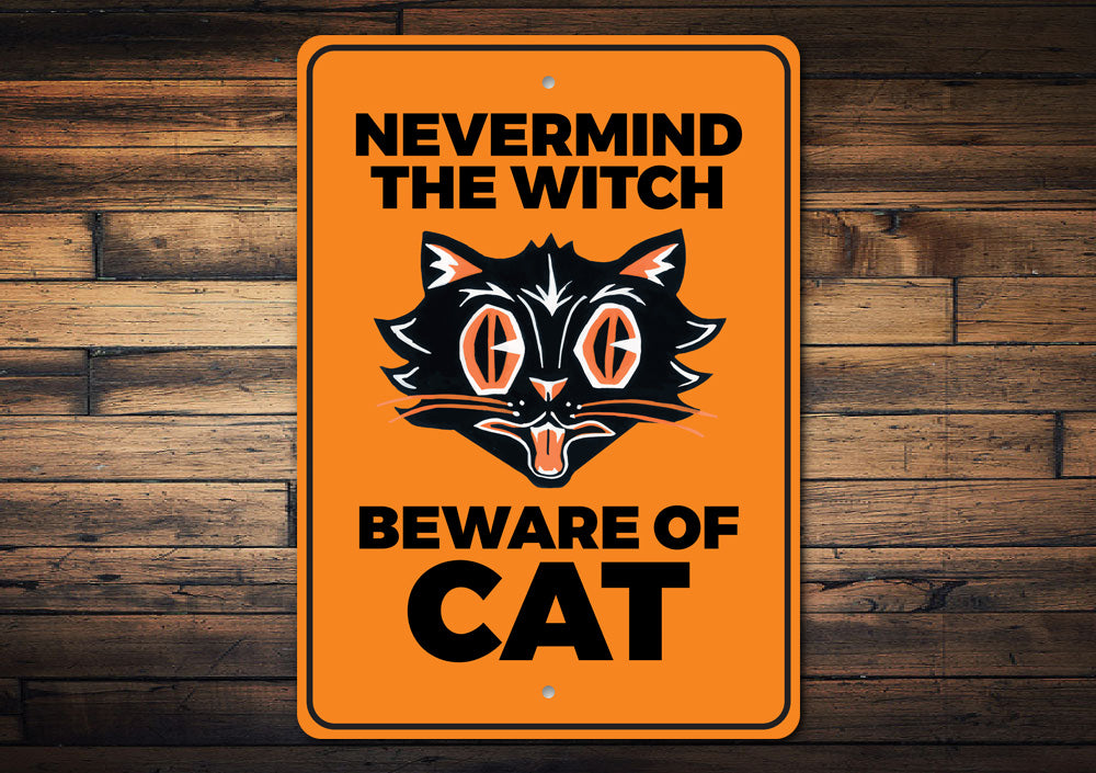 Beware of Black Cat Sign