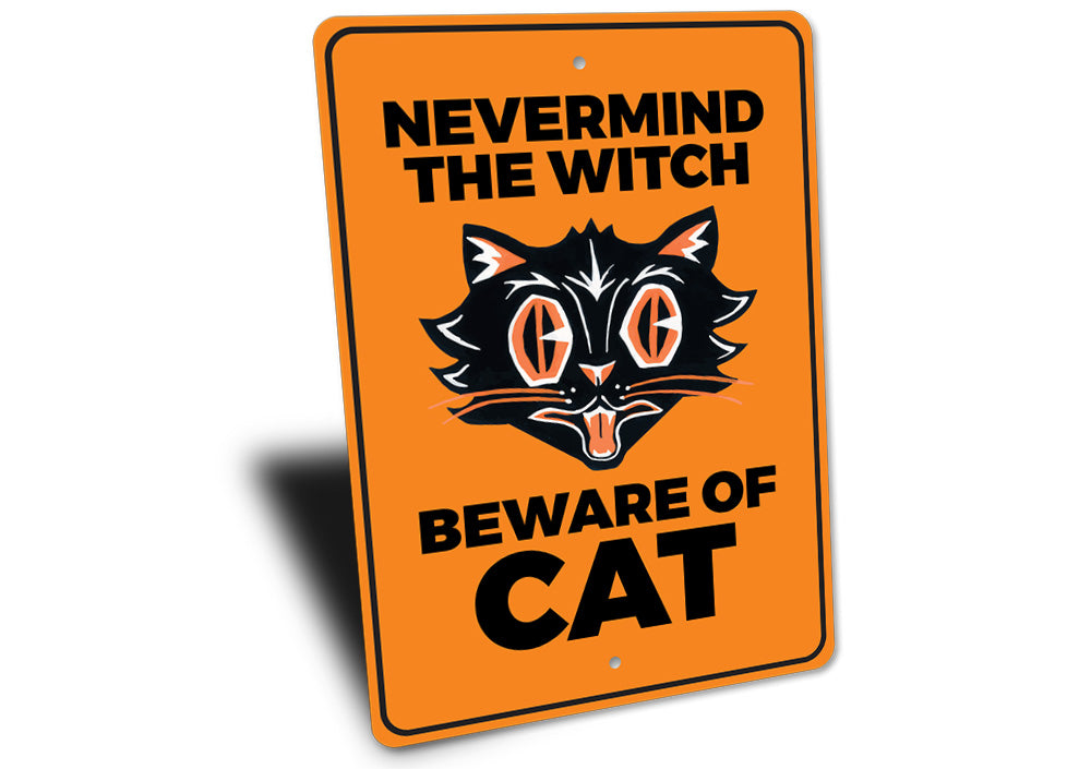 Beware of Black Cat Sign