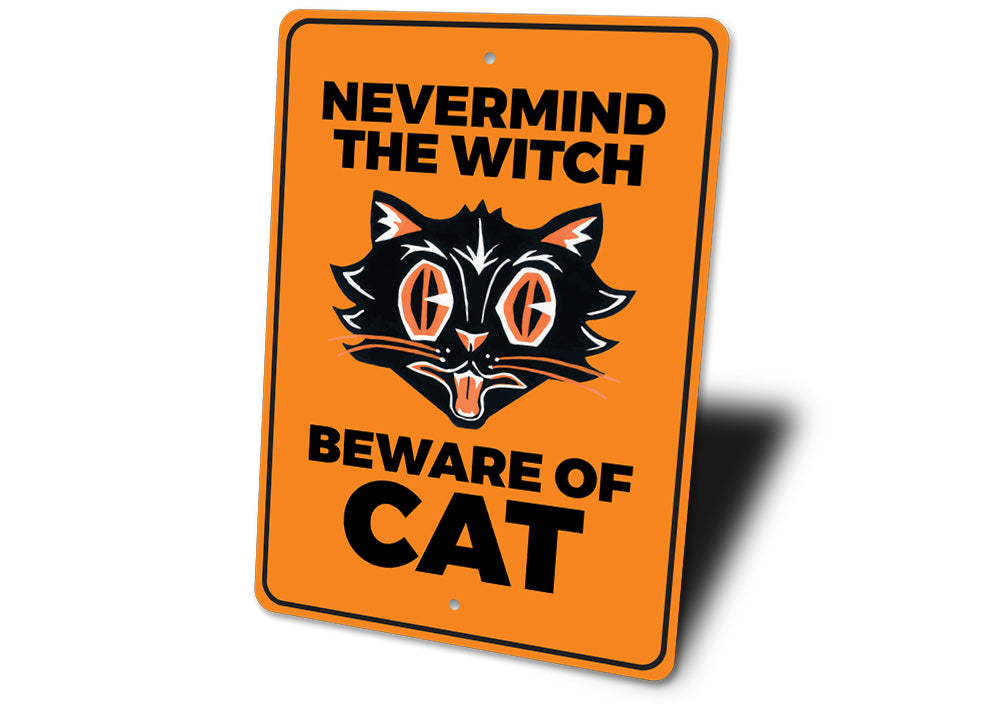 Beware of Black Cat Sign