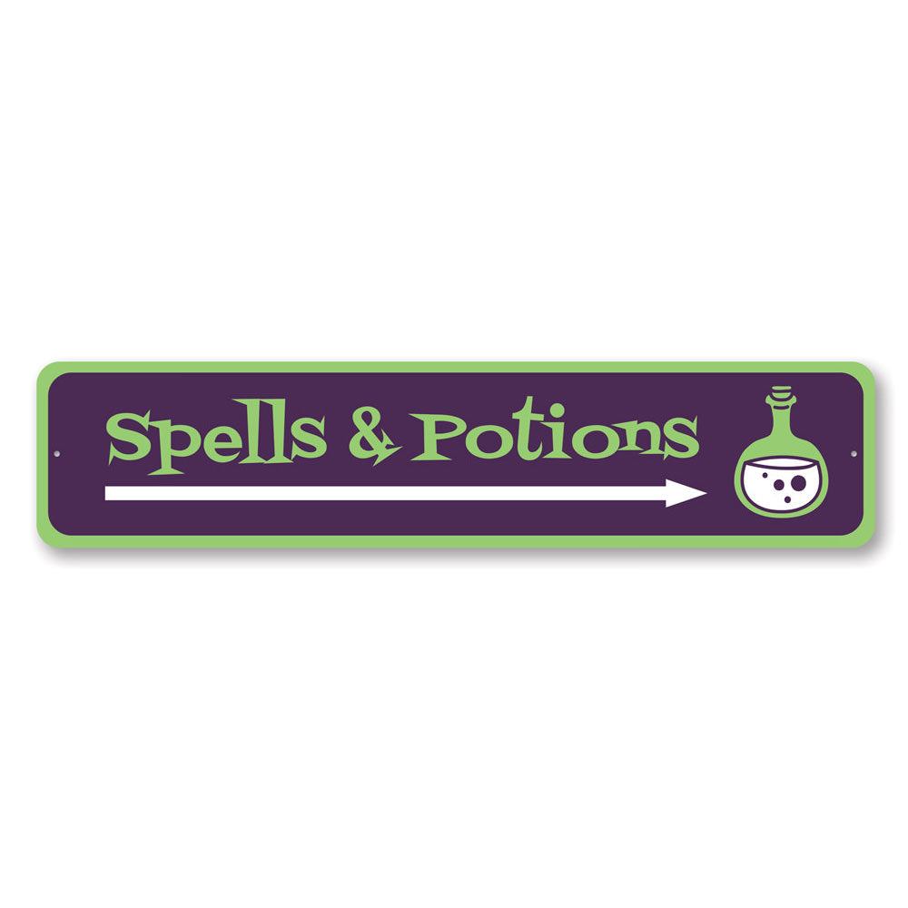 Spells and Potions Arrow Sign Aluminum Sign