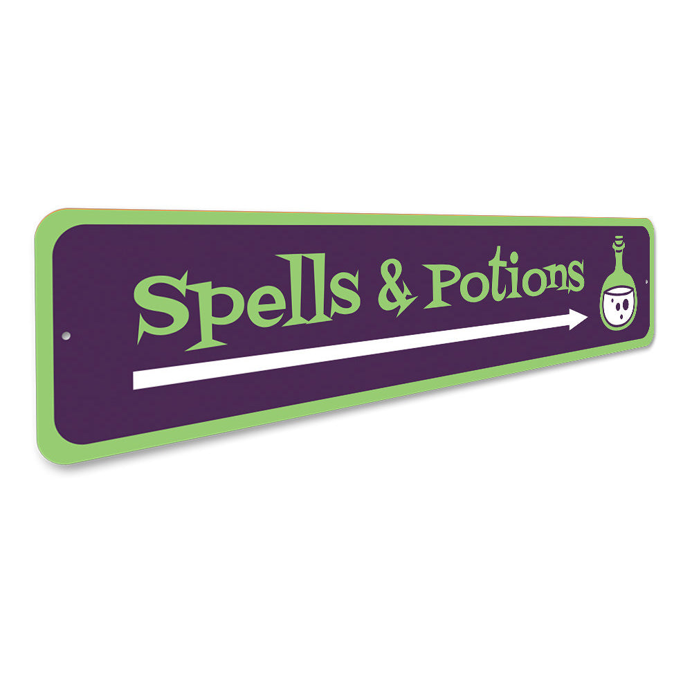 Spells and Potions Arrow Sign Aluminum Sign