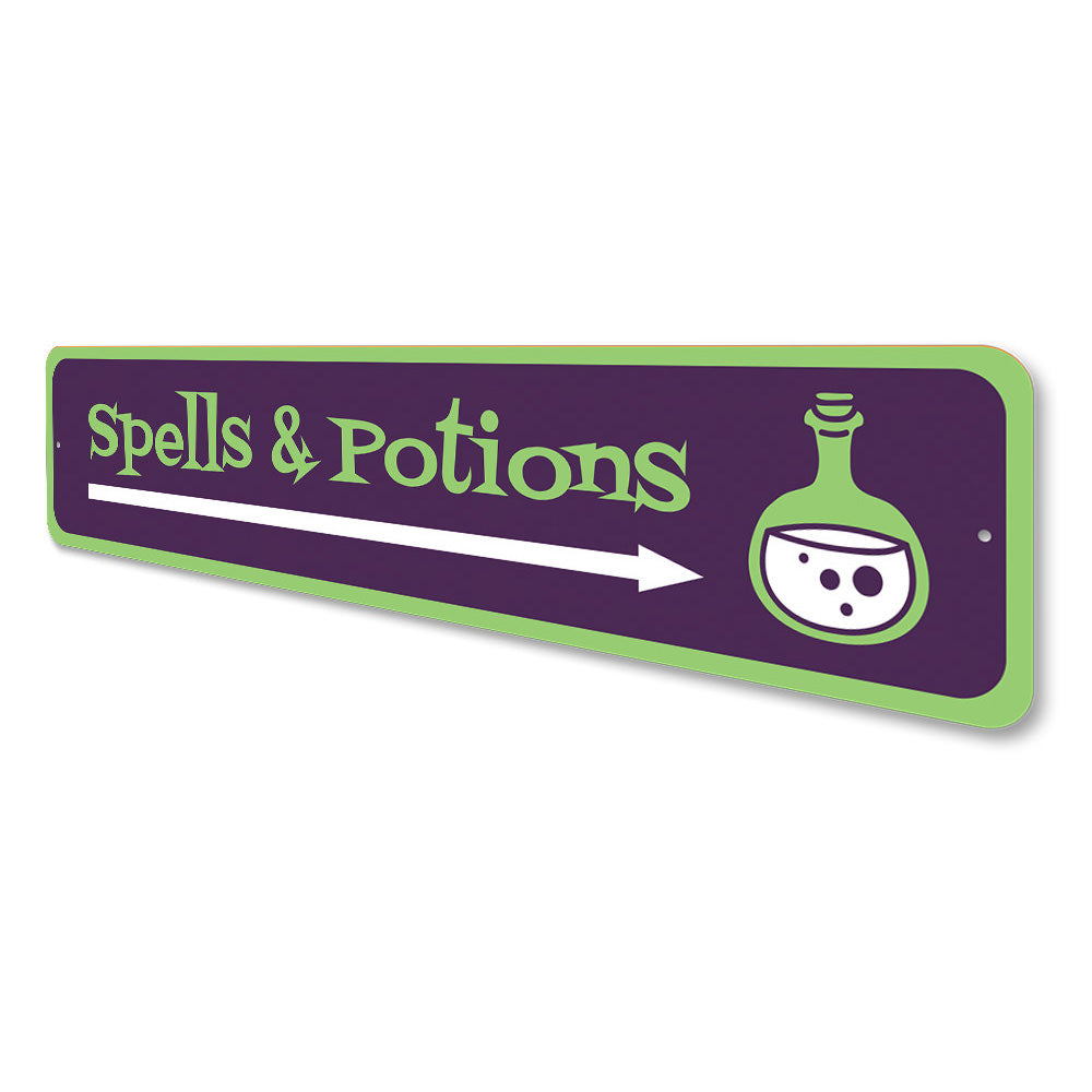 Spells and Potions Arrow Sign Aluminum Sign