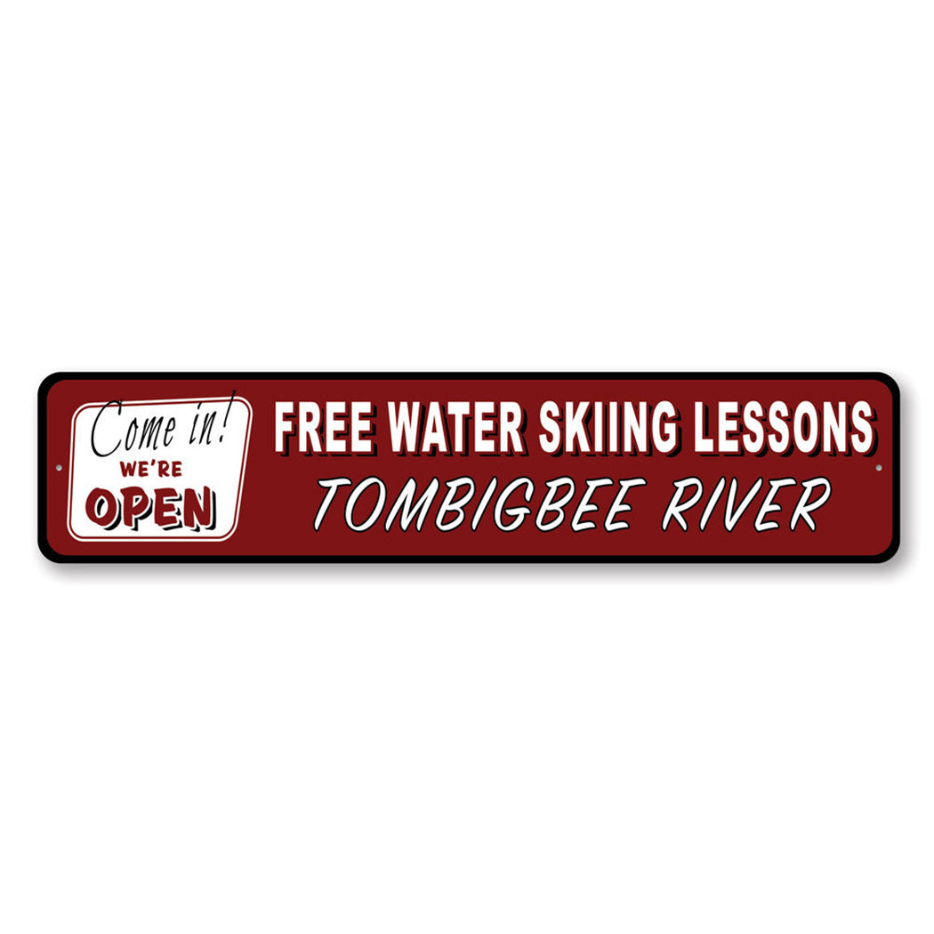 Free Water Skiing Lessons Personalized Sign