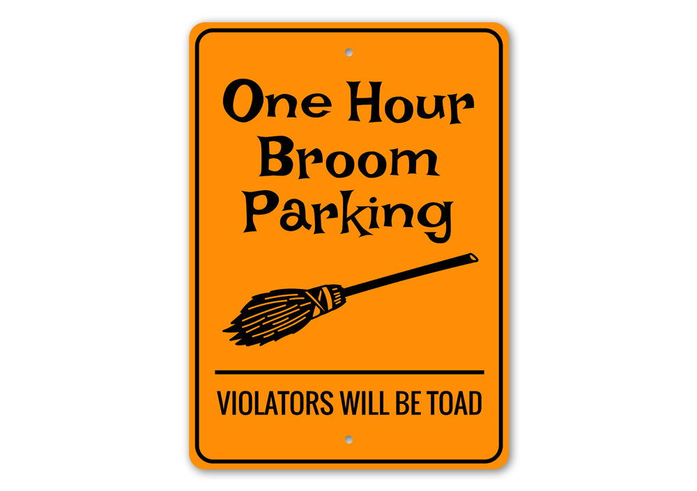 Broom Parking Halloween Sign Aluminum Sign