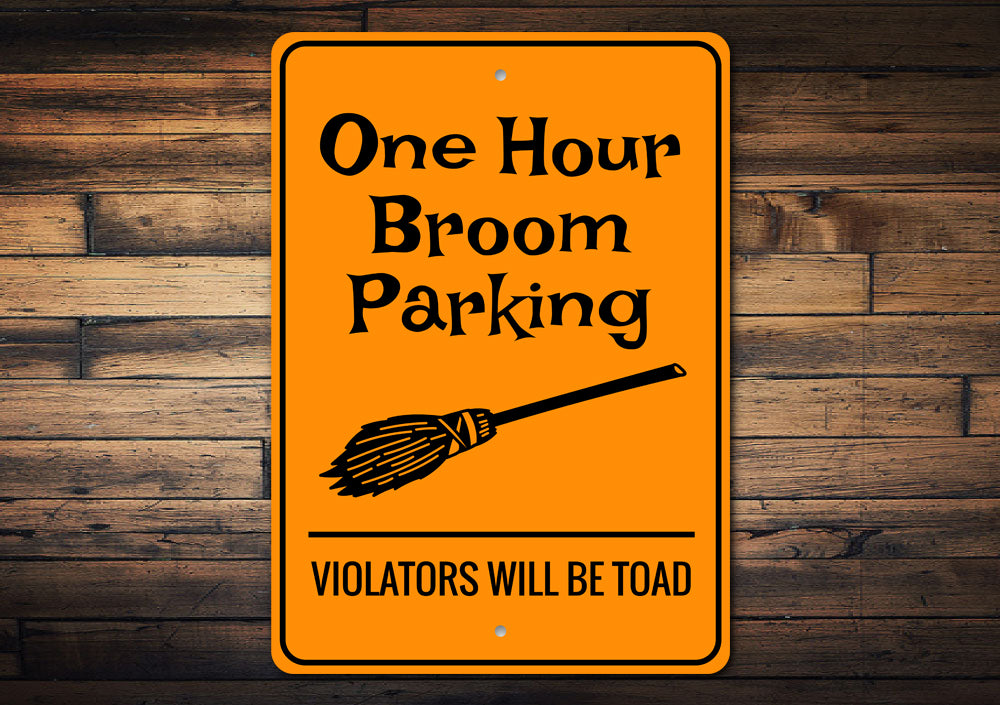 Broom Parking Halloween Sign Aluminum Sign