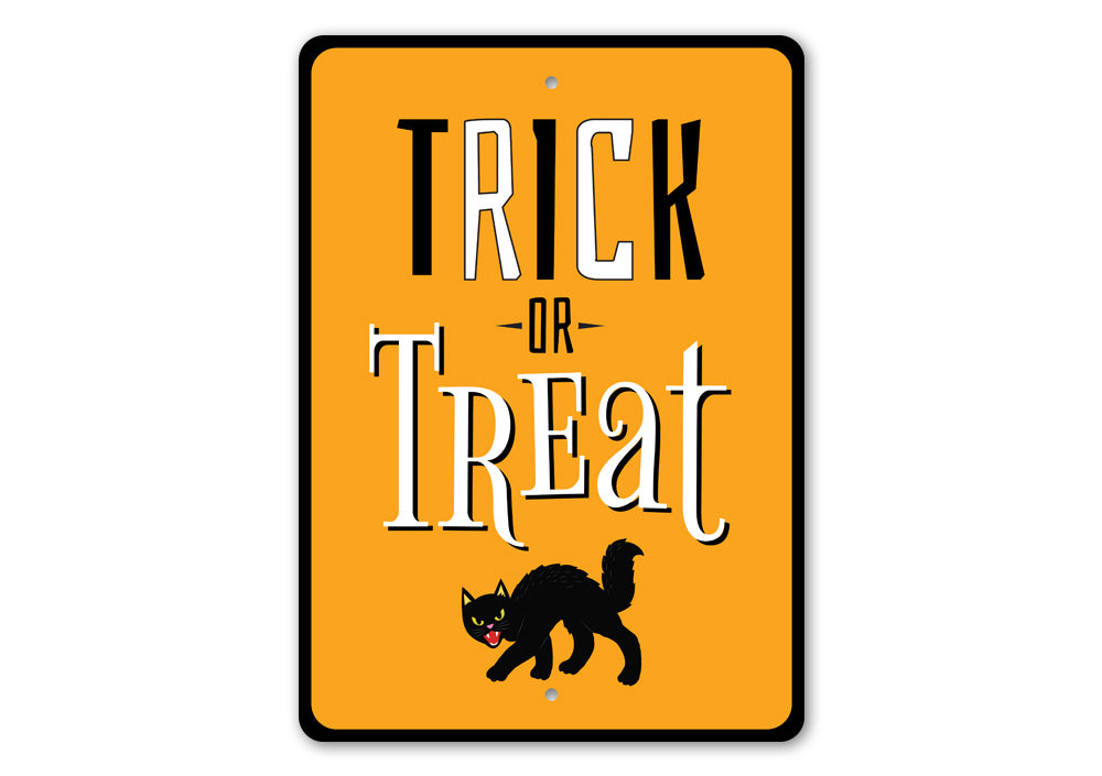 Trick or Treat Black Cat Sign