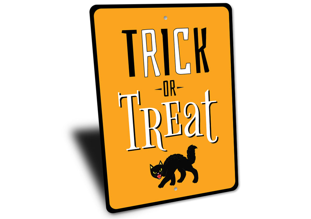 Trick or Treat Black Cat Sign