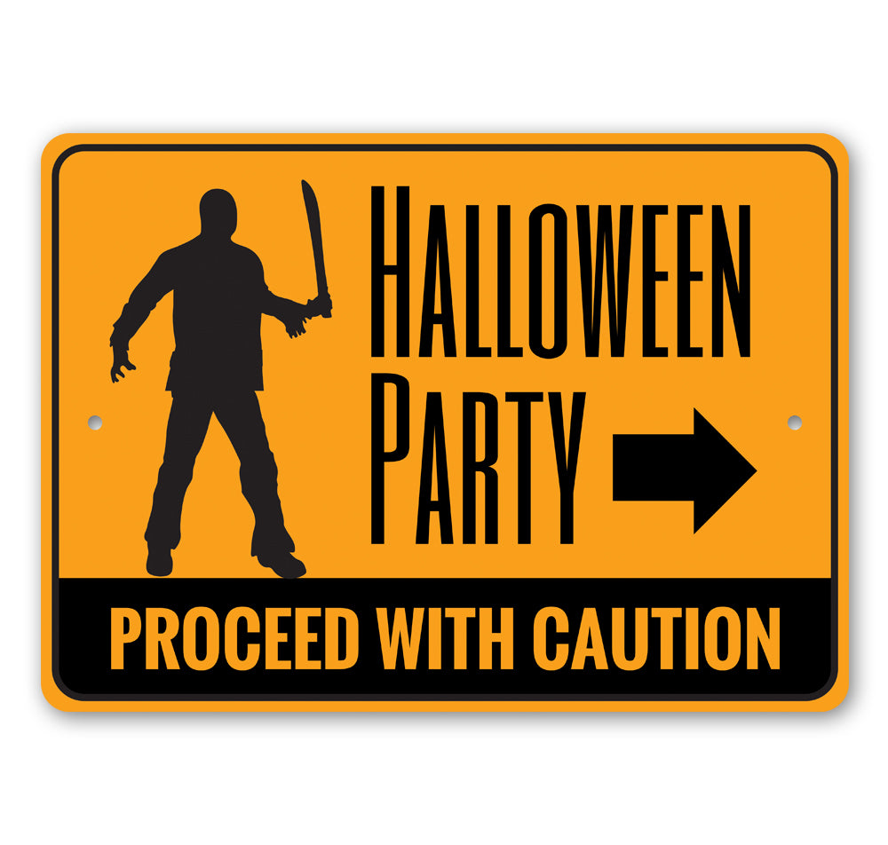 Halloween Party Caution Sign