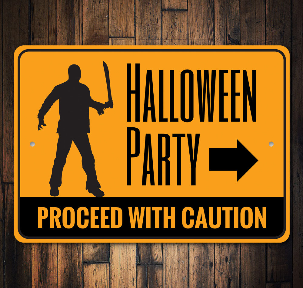 Halloween Party Caution Sign