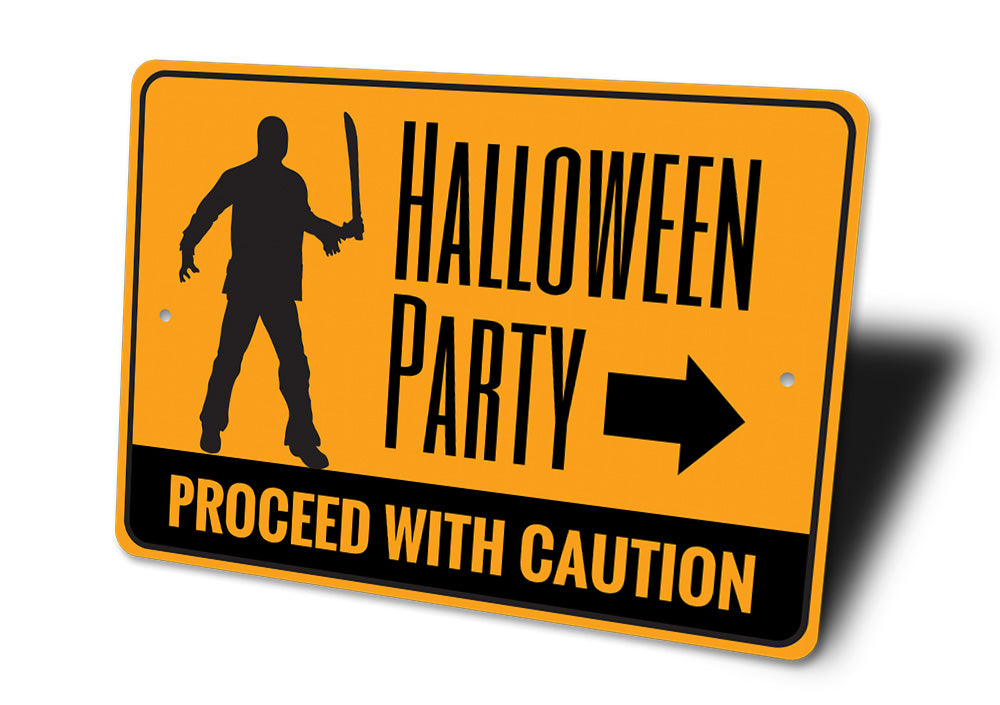 Halloween Party Caution Sign