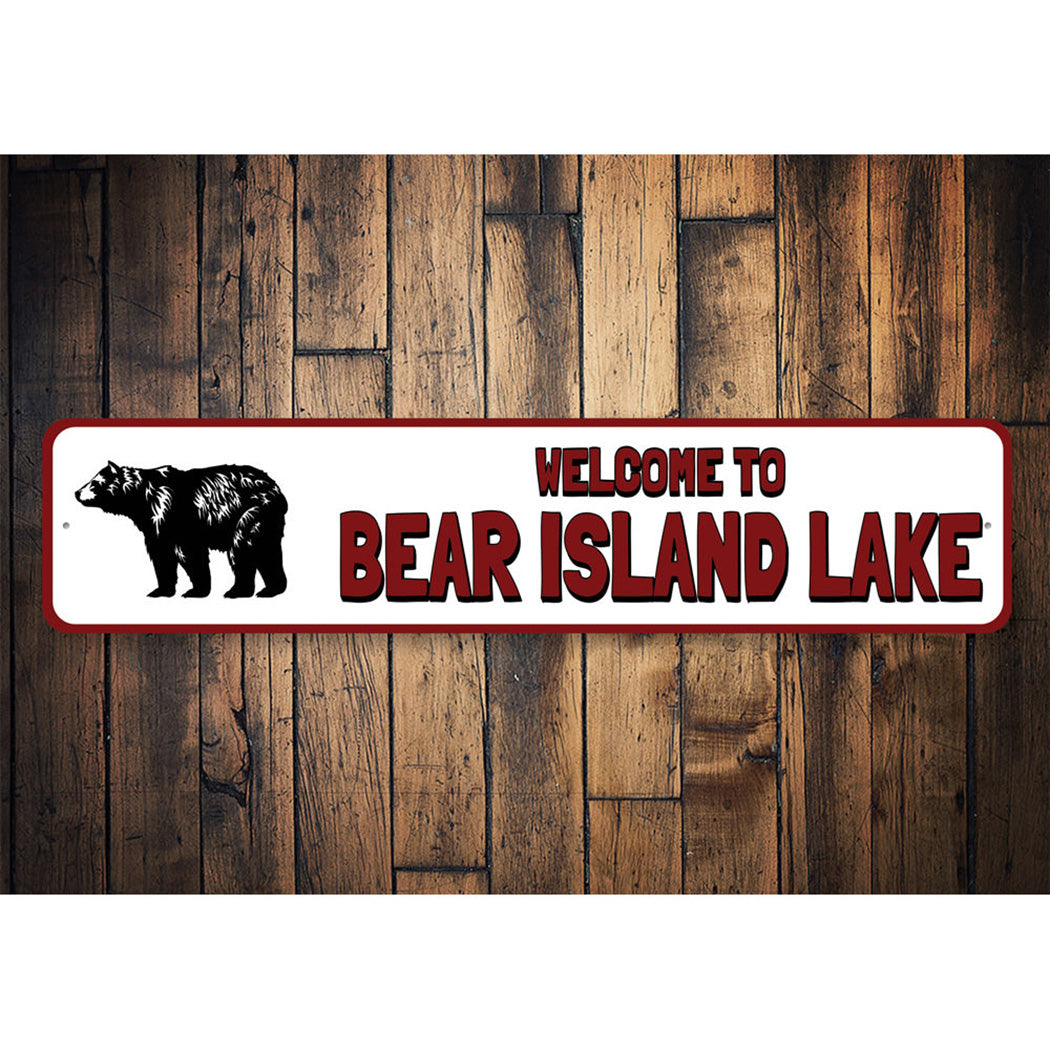 Welcome To Bear Island Lake Sign