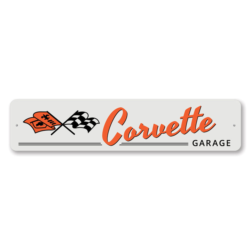 Corvette Garage Flags Sign Aluminum Sign