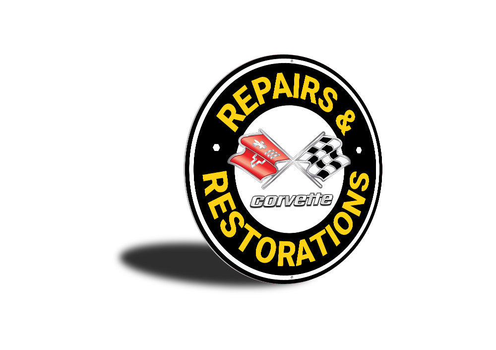 Corvette Repairs and Restoration Car Sign