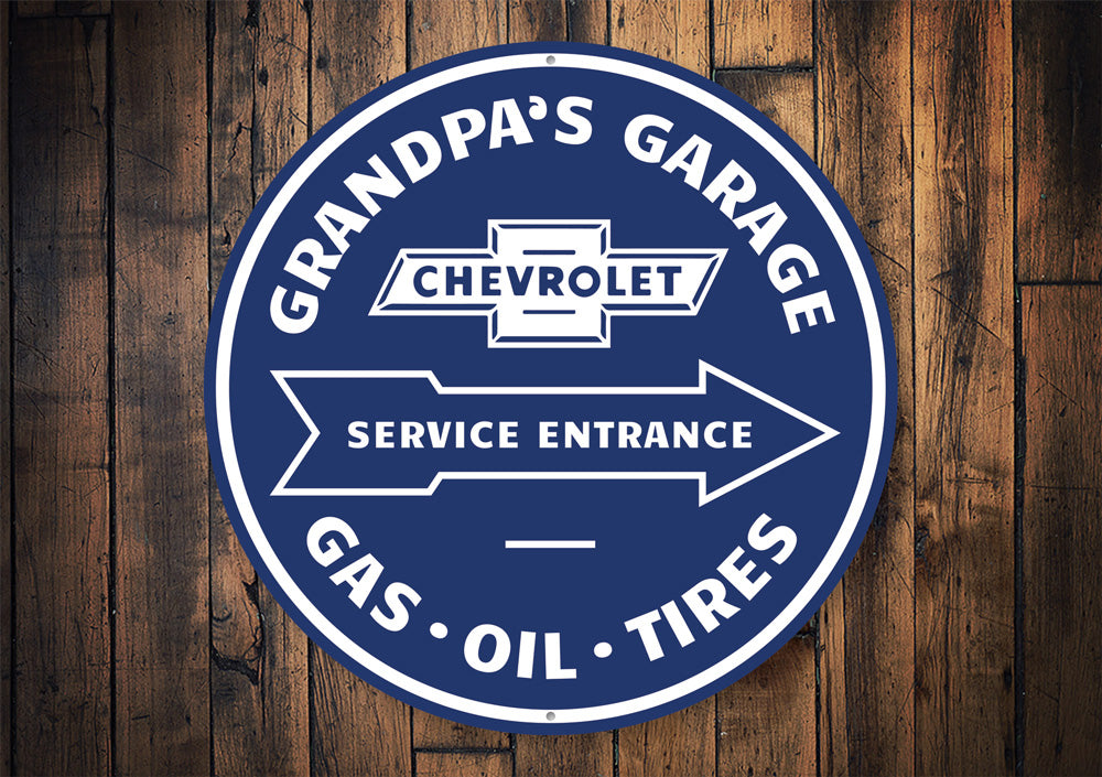 Grandpa's Garage Service Entrance Car Sign