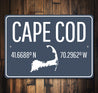 Cape Cod Coordinates Sign