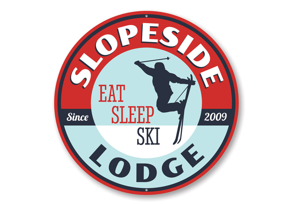 Eat Sleep Ski Circle Sign