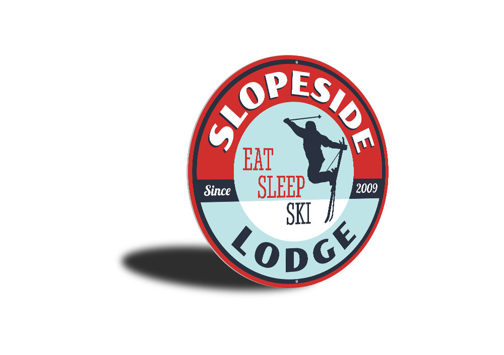 Eat Sleep Ski Circle Sign