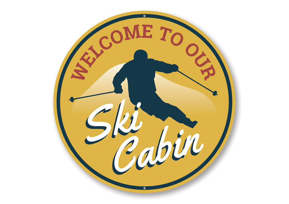 Ski Cabin Circle Sign