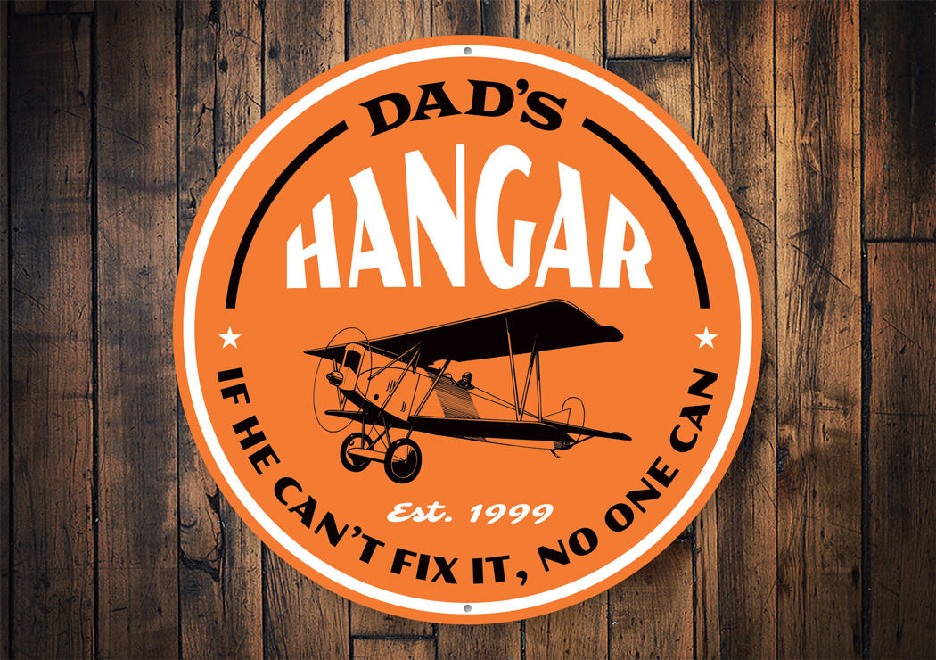 Dad's Hangar Est Year Aviation Sign