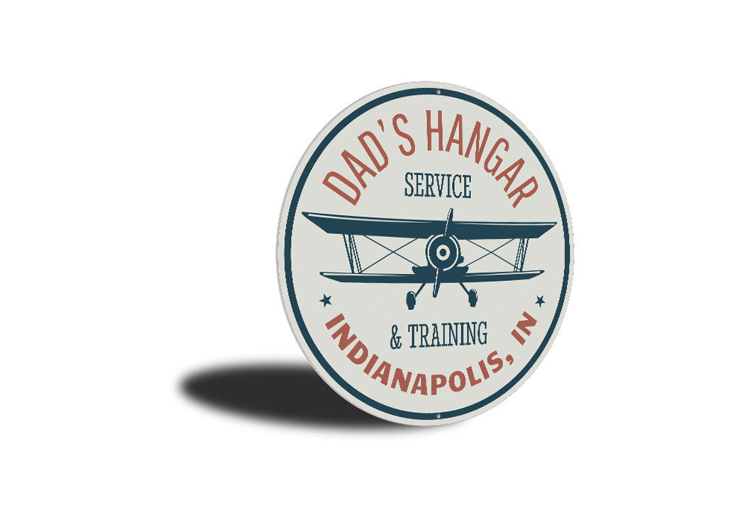 Dad's Hangar Service and Training City State Sign