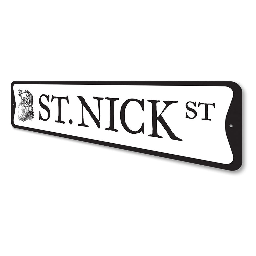 St. Nick Street Christmas Sign Aluminum Sign