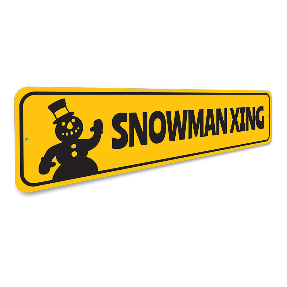 Snowman Xing Crossing Christmas Sign Aluminum Sign