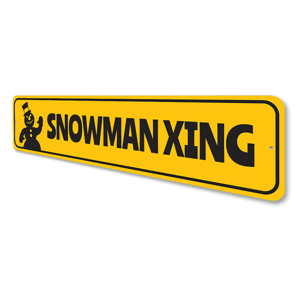 Snowman Xing Crossing Christmas Sign Aluminum Sign