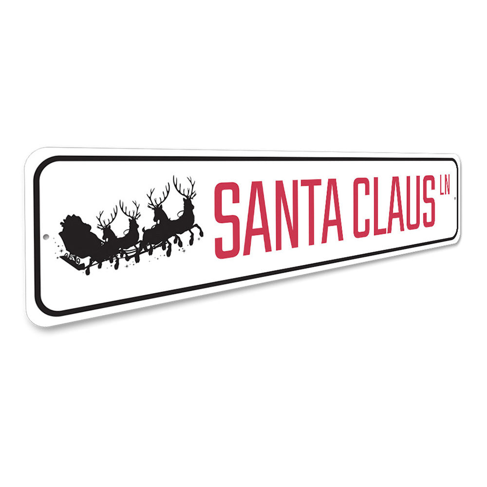 Santa Claus Lane Sleigh Holiday Sign Aluminum Sign