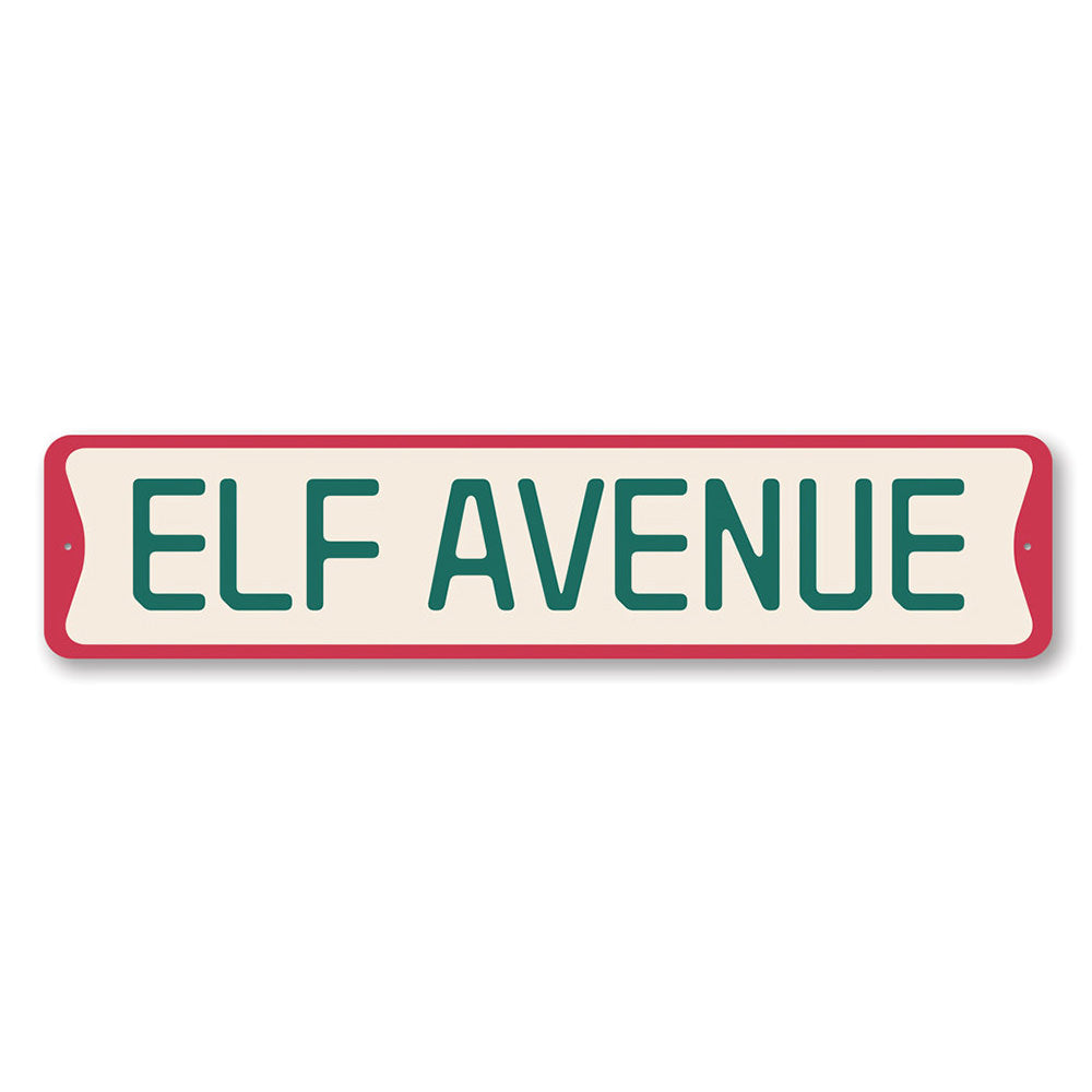 Elf Avenue Christmas Sign Aluminum Sign